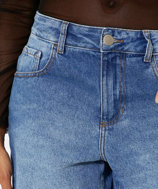 Bermuda Jeans Feminina Barra Desfiada Marisa