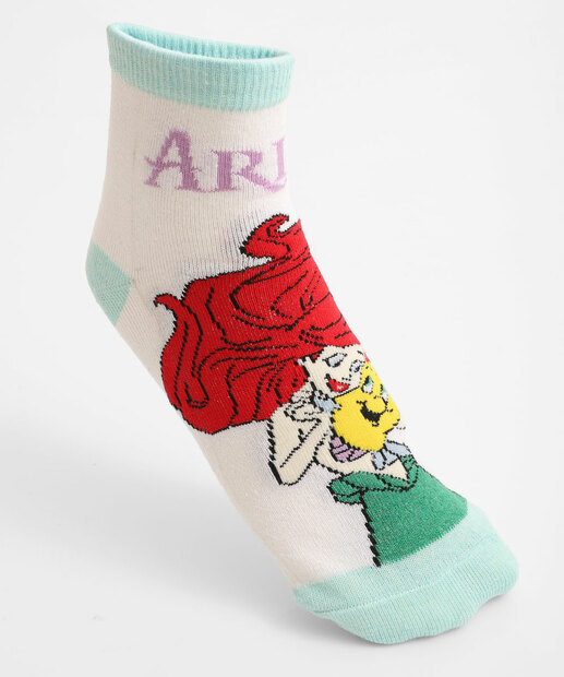 Kit 2 Meias Infantil Soquete Estampa Ariel Disney Azul
