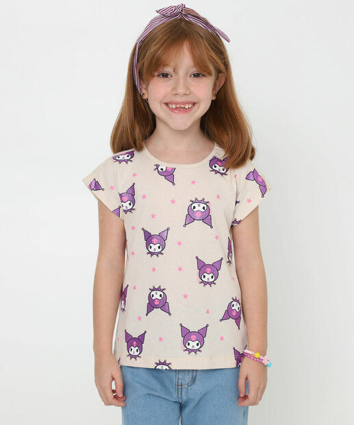 Image_Blusa Infantil Estampa Brilho Kuromi Tam 4 a 10 Bege