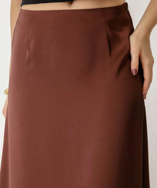 Saia Midi Feminina Cetim Marisa