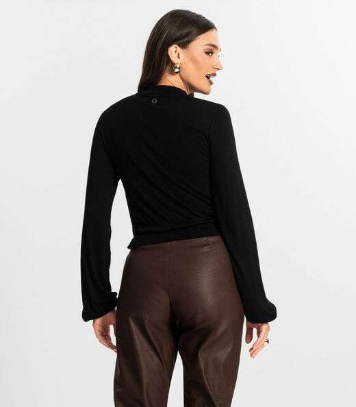 Blusa Feminina Tricot Manga Longa Endless Preto