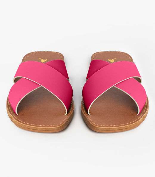 Sandália Rasteirinha Com Tiras Largas Select Rosa