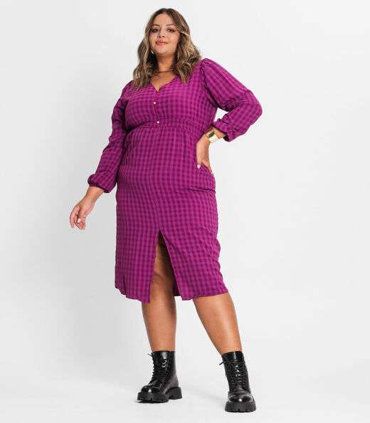 Vestido Plus Size Em Air Flow Secret Glam Roxo