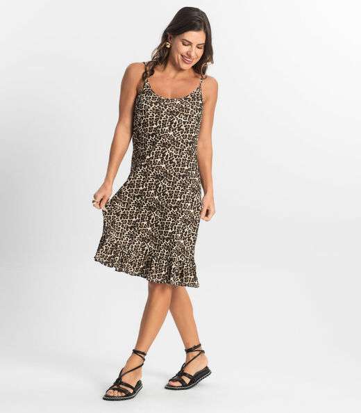 Vestido Feminino Estampado Select Bege