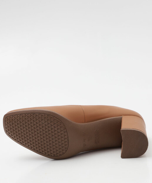 Scarpin Feminino Salto Grosso Via Uno 906009 Marrom