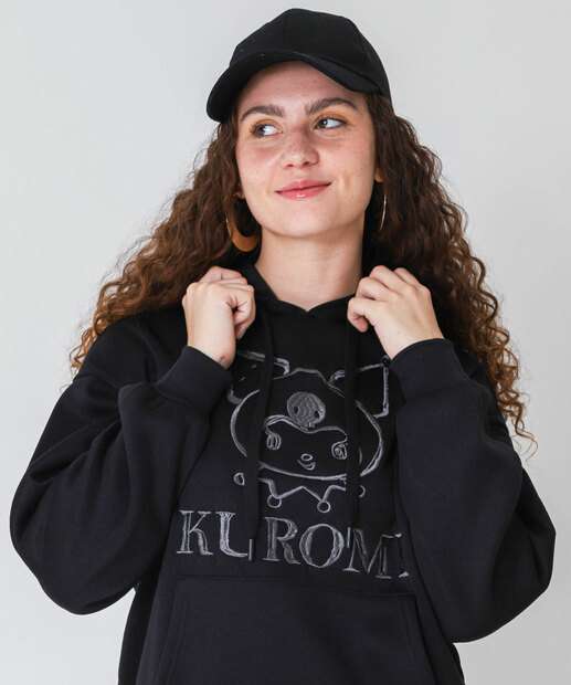 Blusão Feminino Moletom Flanelado Kuromi Preto