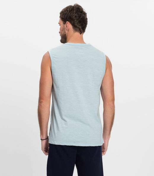 Regata Plus Masculina Malha Maquinetada Diametro Azul