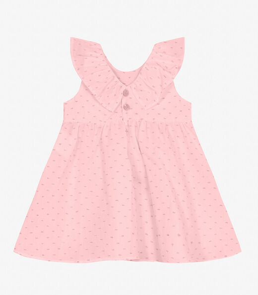 Vestido Infantil em Cotton Plumetis Trick Nick Rosa