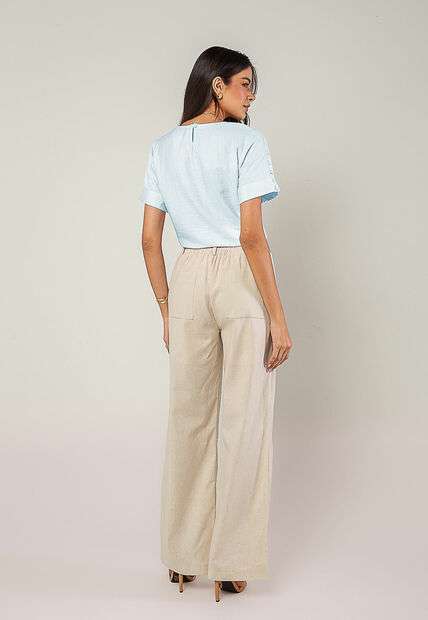 Blusa Alfaiataria Com Botões Na Manga Azul Salvatore