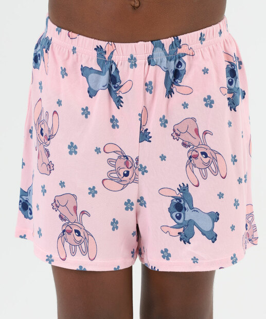 Pijama Infantil Stitch Rosa Tam 4 a 12