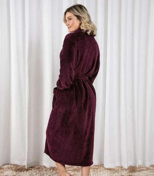 Roupão Adulto Em Plush Com Bolso Lar E Lazer Vermelho