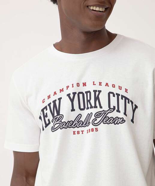 Camiseta Masculina Estampa Frase Marisa Off White