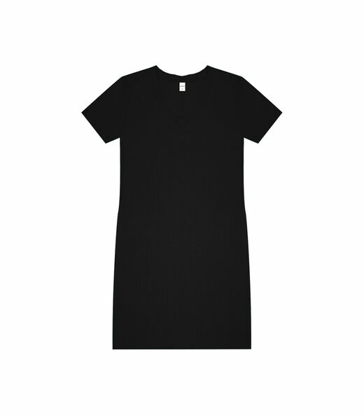 Vestido Feminino Em Ribana Canelada Rovitex Preto