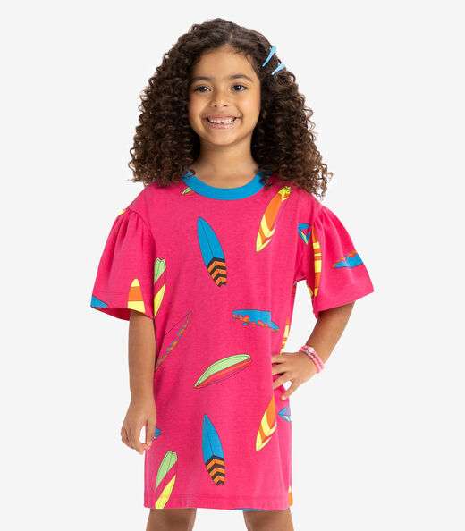 Vestido Infantil Estampado Rovi Kids Rosa