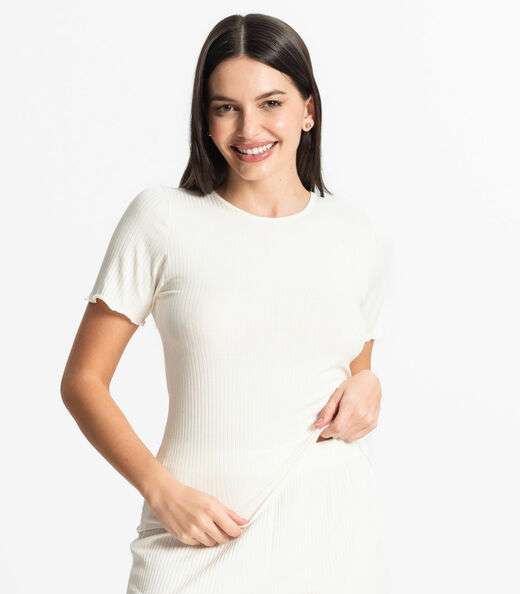 Pijama Feminino Canelado Select Bege