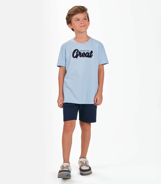 Conjunto Camiseta com Bermuda Menino Trick Nick Azul