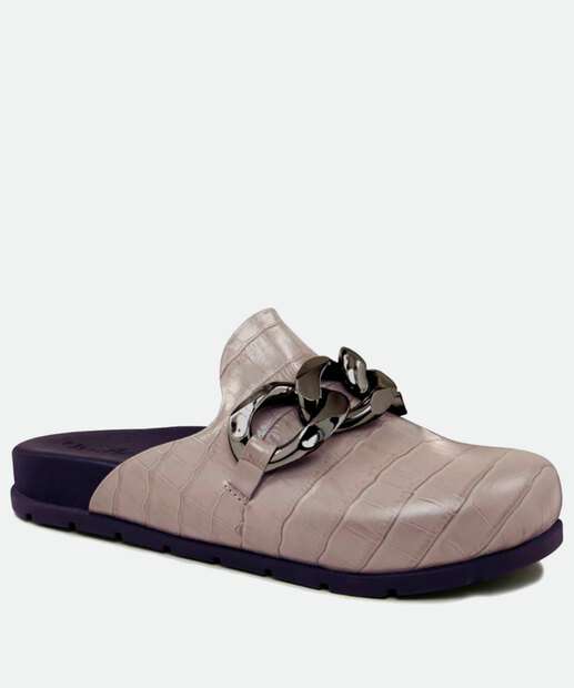 Mule Feminino Bico Redondo Textura Croco Usaflex 