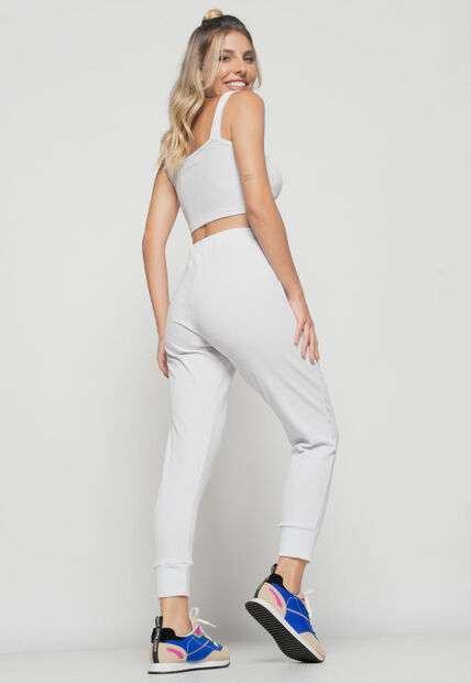 Cropped  Top Faixa Comfy Malha Canelada Branco Salvatore Fashion