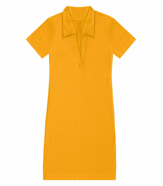 Vestido De Ribana Canelado Feminino Endless Amarelo