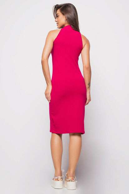 Vestido  Midi Regata Cava Americana Canelado Rosa
