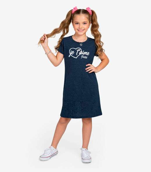 Vestido Feminino Infantil em Molecotton Select Azul