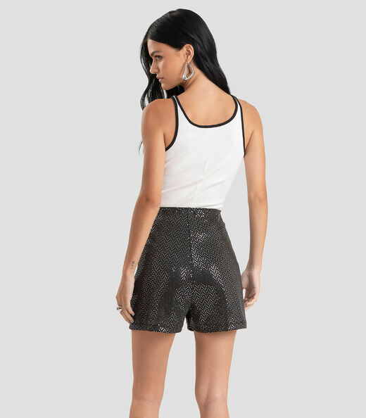 Shorts Feminino em Malha Lantejoula Dianna Preto