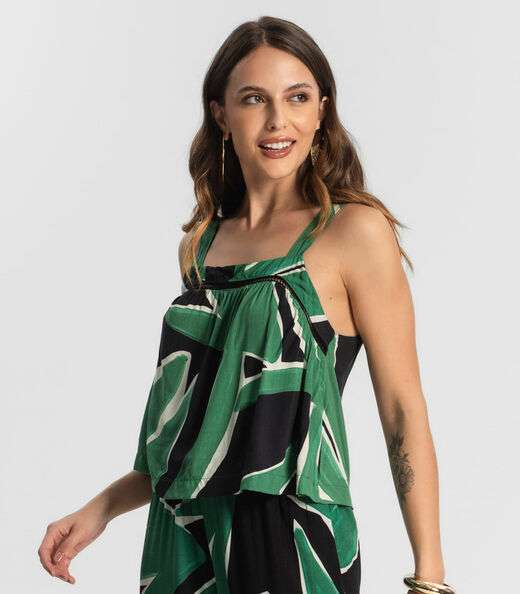 Blusa De Alça Feminina Estampada Endless Preto