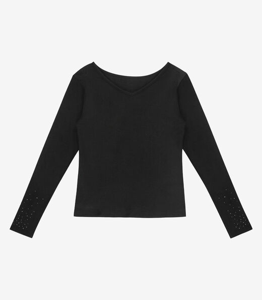 Blusa Juvenil Manga Longa Moletinho Minty Preto