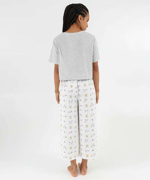 Pijama Feminino Capri Ursinho Pooh Disney Off White