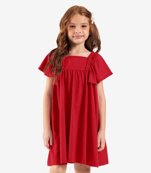 Vestido Infantil Meia Malha Rovi Kids Vermelho