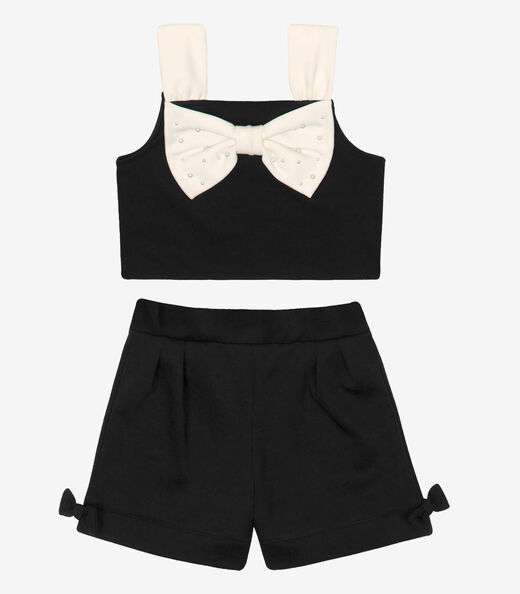 Conjunto Blusa Com Shorts Ponto Roma Trick Nick Preto