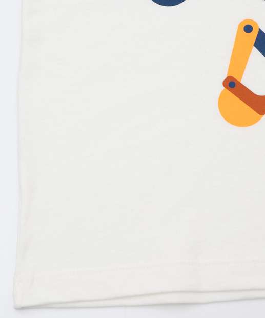 Camiseta Infantil Estampa Trator Marisa Tam 1 a 3 Off White