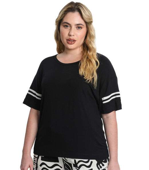 Blusa Feminina Plus Size Retilínea Secret Glam Preto
