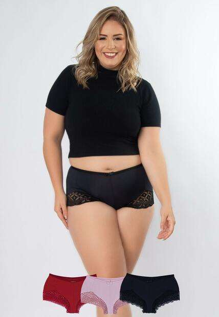 Image_Kit 3 Calcinhas Queridinha Plus Size Microfibra Concept Lingerie Multicolorido