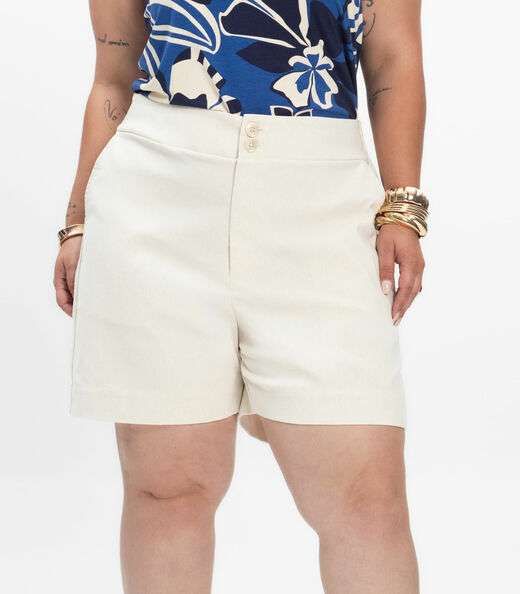 Bermuda Feminina Plus Size Secret Glam Bege