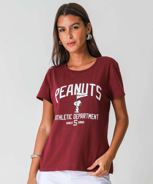 Image_Blusa Feminina Manga Curta Snoopy Vinho