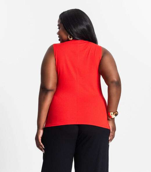Regata Plus Size Em Ribana Canelada Secret Glam Laranja
