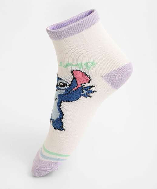 Kit 2 Meias Infantil Estampa Stitch Disney Branco