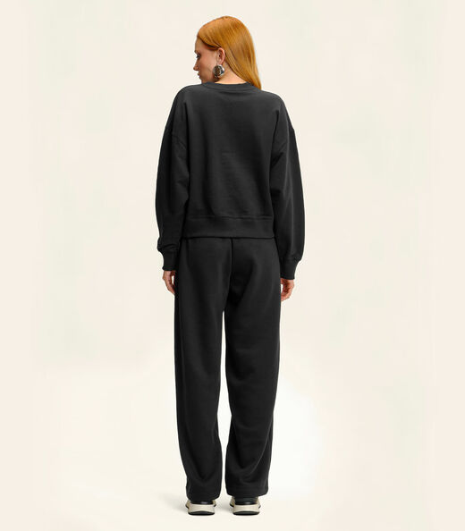 Calça Pantalona Moletom Felpado Básico Endless Preto