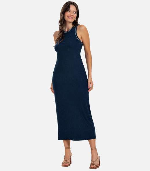 Image_Vestido Midi sem Manga Ribana Canelada Azul