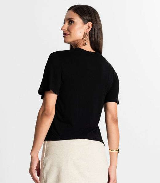 Blusa Feminina Manga Curta Rovitex Preto