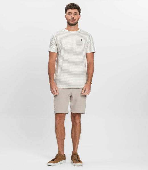 Camiseta Masculina Cotton Listrado Diametro Bege