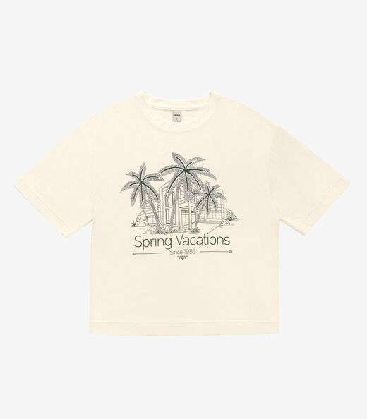 Blusa Feminina Over com Estampa e Glitter Rovitex Bege