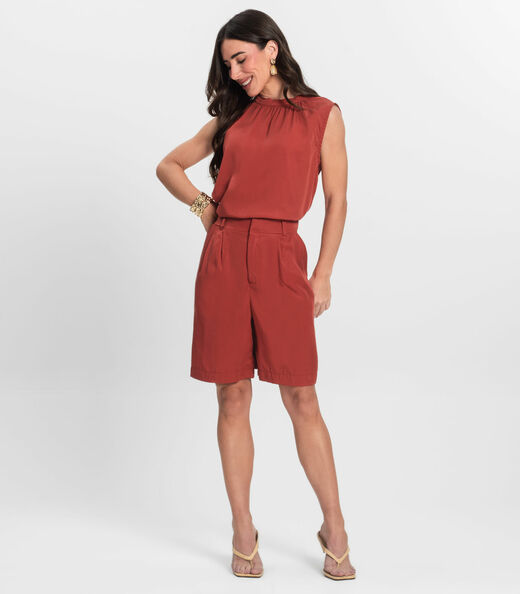 Bermuda Feminina Com Bolsos Endless Marrom