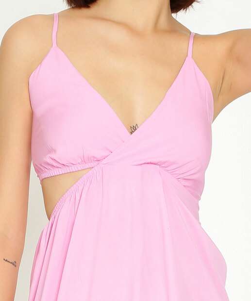 Vestido Feminino Recorte Alças Finas 