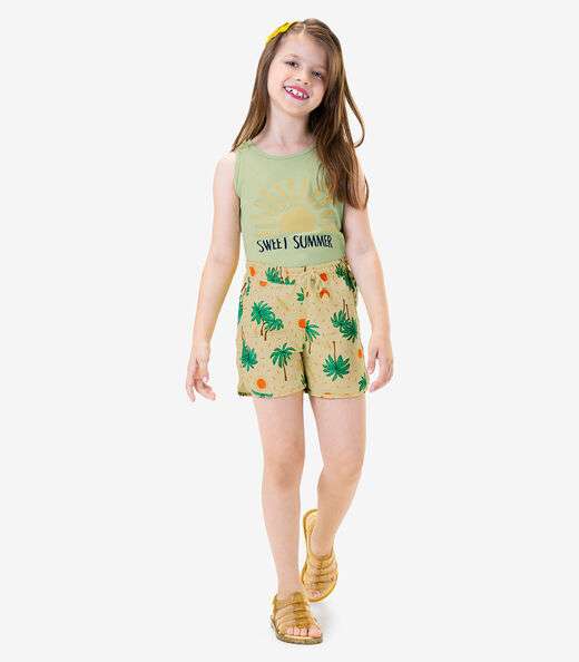 Conjunto Infantil Feminino Summer Rovitex Kids Verde