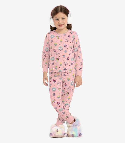 Pijama Infantil Menina Em Meia Malha Rovi Kids Rosa