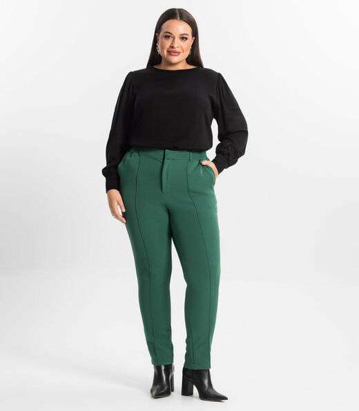 Calça Alfaiataria Plus Size Secret Glam Verde