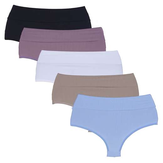 Kit 5 Calcinhas Amorosa Plus Size Fio Duplo Microfibra Concept Lingerie Multicol