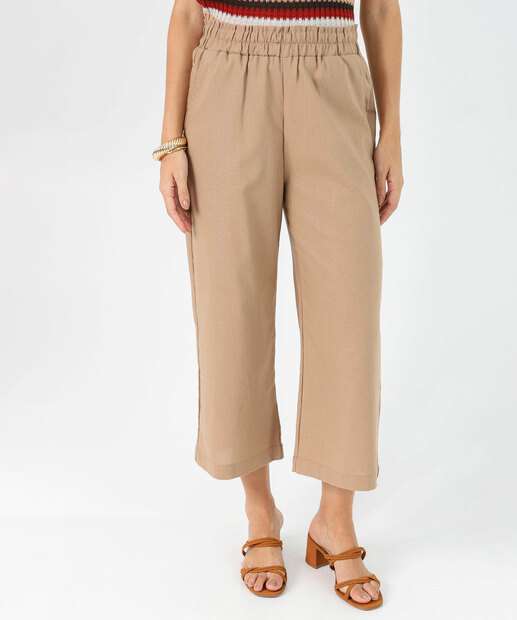 Calça Pantacourt Feminina Clochard Marisa Marrom